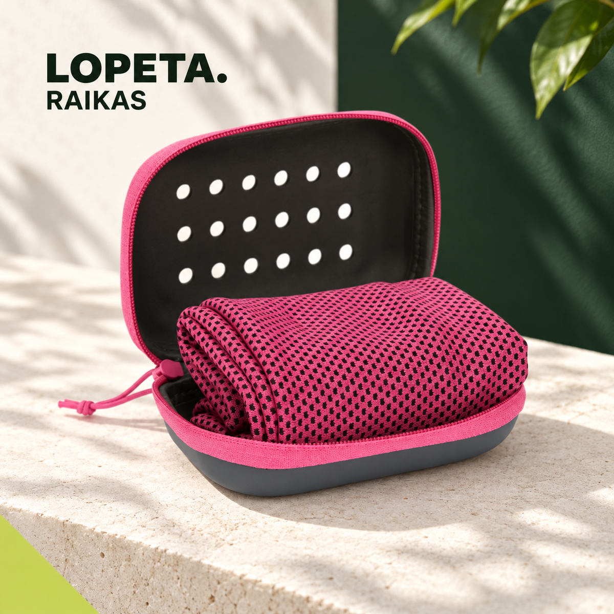 RAIKAS / Sporttipyyhe säilytysrasiassa / LOPETA-brändikuva