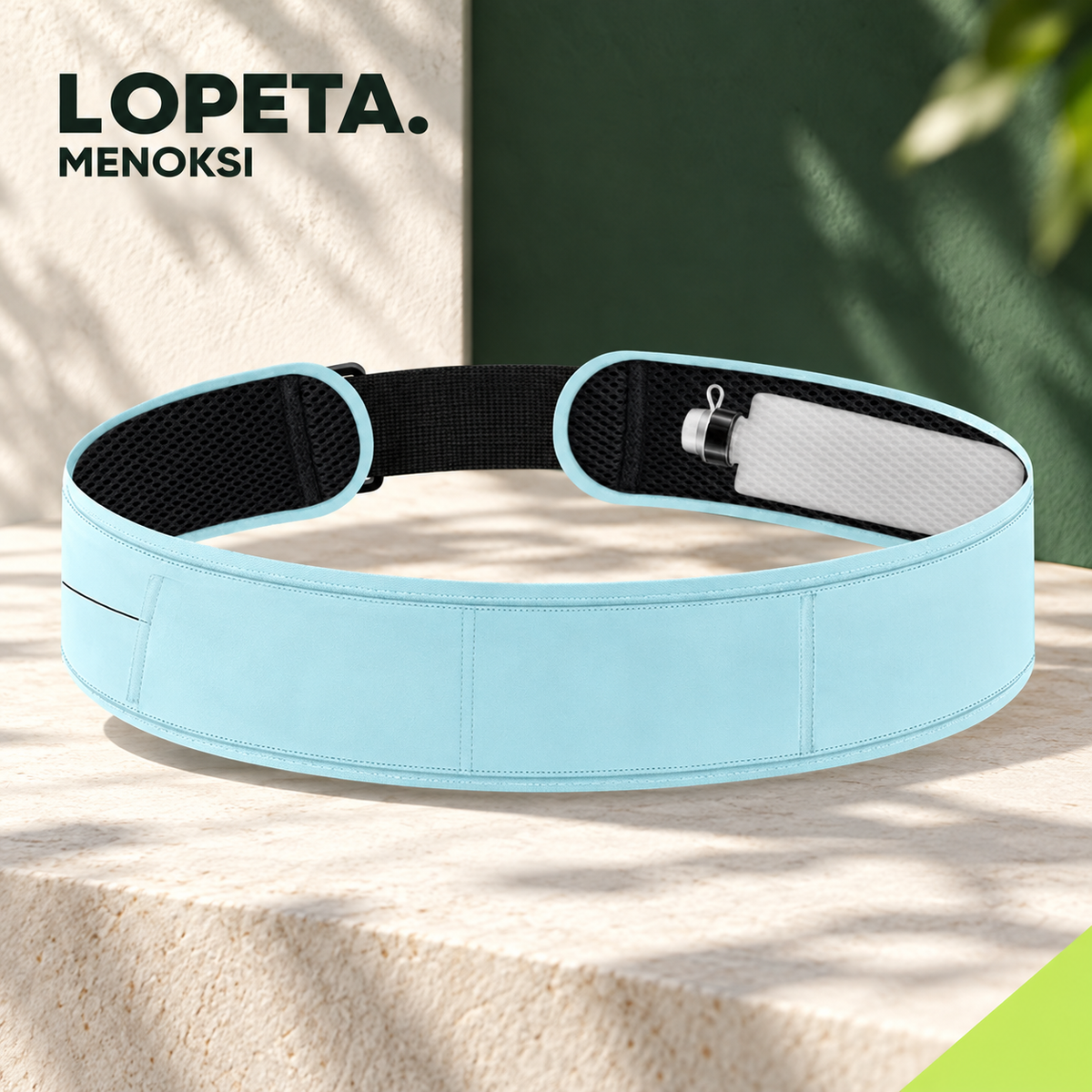 MENOKSI / Juoksuvyö ja juomapullo / LOPETA-brändikuva