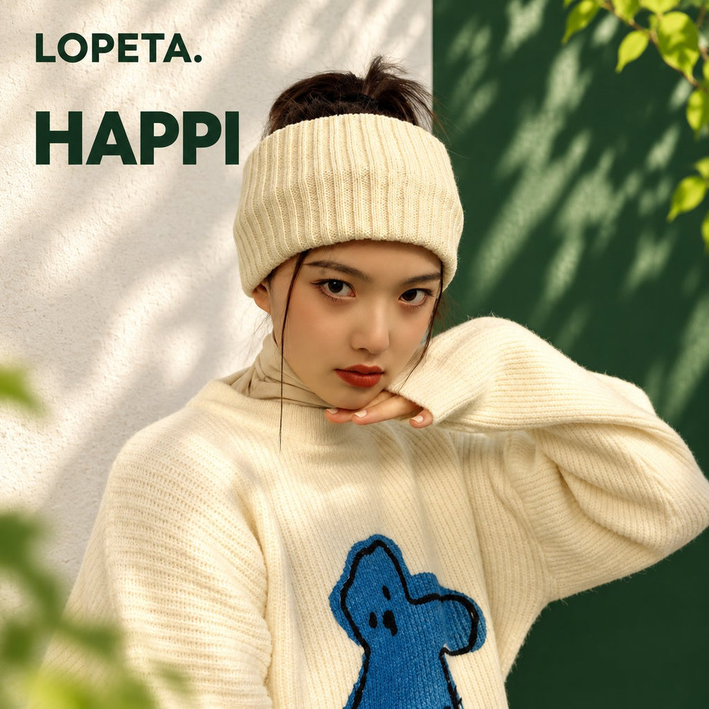HAPPI / Neulottu otsapanta / LOPETA-brändikuva
