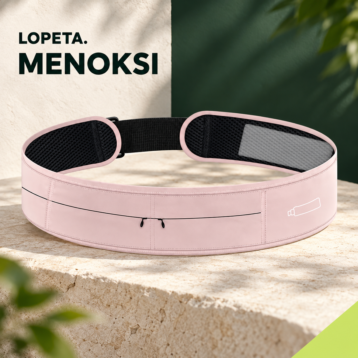 MENOKSI / Juoksuvyö ja juomapullo / LOPETA-brändikuva