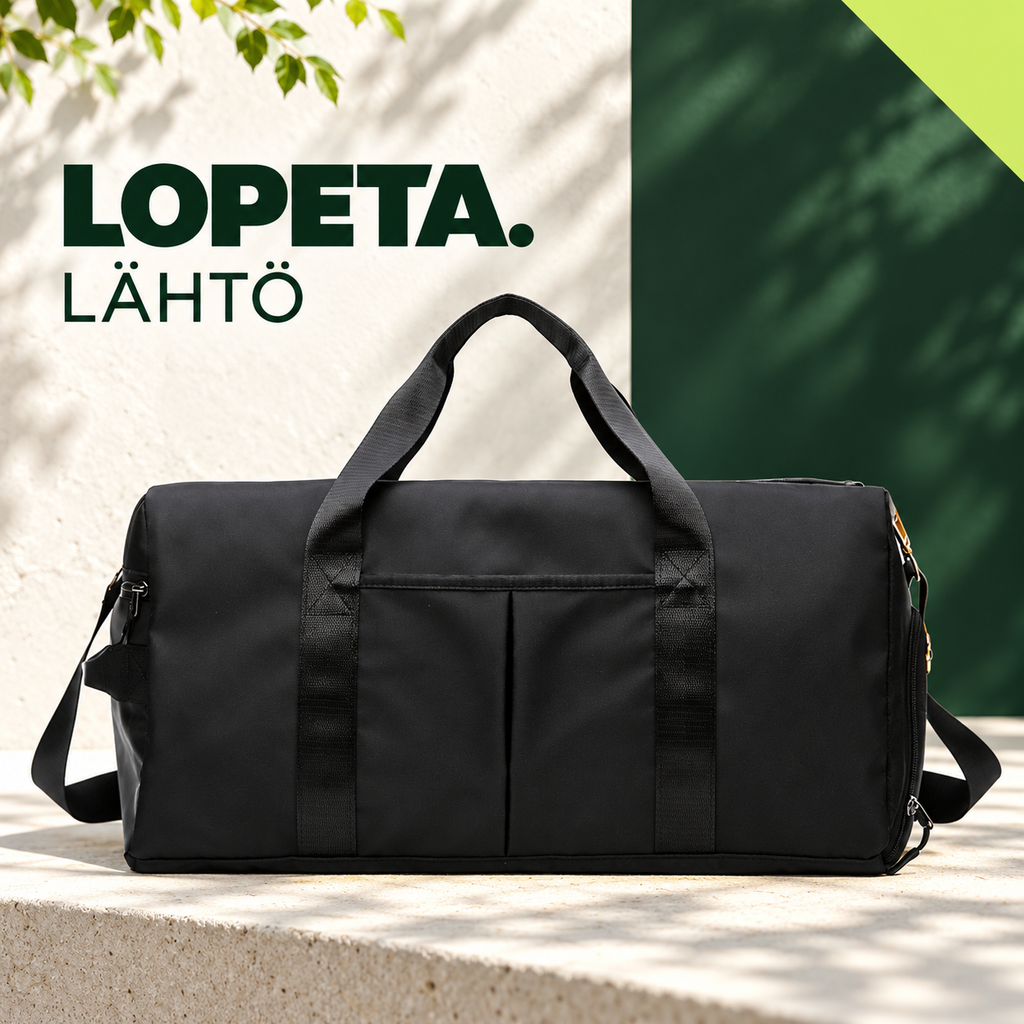 LÄHTÖ / Treenikassi erillisellä märkätilalla / LOPETA-brändikuva