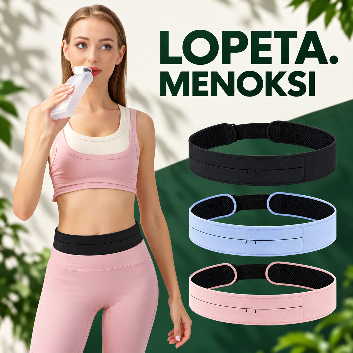 MENOKSI / Juoksuvyö ja juomapullo / LOPETA-brändikuva