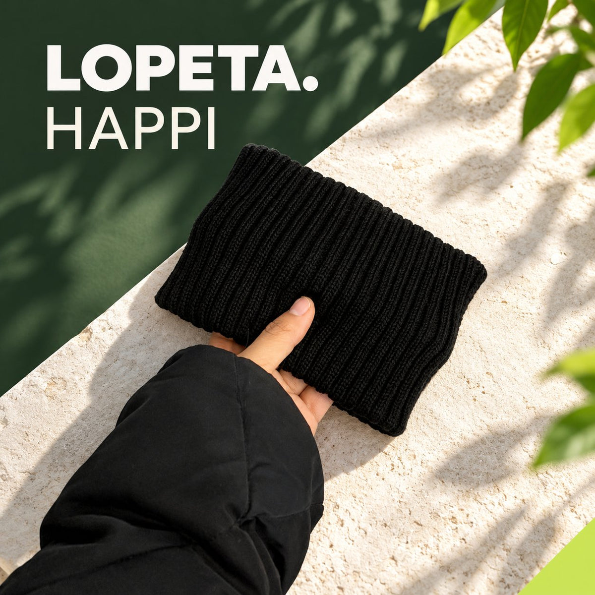 HAPPI / Neulottu otsapanta / LOPETA-brändikuva